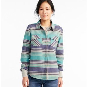 LL Bean Flannel Camp Shirt with Elbow Patches